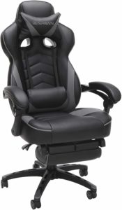 RESPAWN 110 Racing Style Gaming Chair, Reclining Ergonomic Leather Chair with Footrest, in Gray