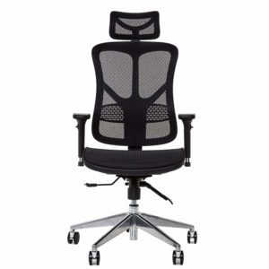 KHALZ Premium Full Mesh Back & Extra Wide Seat, High Back Ergonomic Executive Managers Chair with Headrest & Adjustable Armrests (Black)