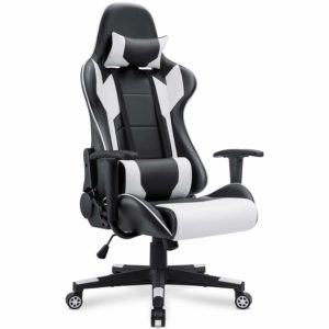 Homall Gaming Chair Racing Office Chair Leather Computer Desk Chair Adjustable Swivel Chair with Headrest and Lumbar Support (Black)