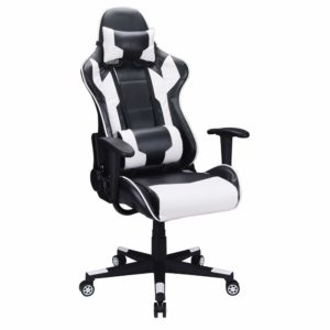 Polar Aurora Gaming Chair Racing Style High-Back PU Leather Office Chair Computer Desk Chair Executive Ergonomic Style Swivel Chair Headrest Lumbar Support