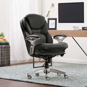 Serta Ergonomic Executive Office Motion Technology, Adjustable Mid Back Desk Chair with Lumbar Support, Black Bonded Leather