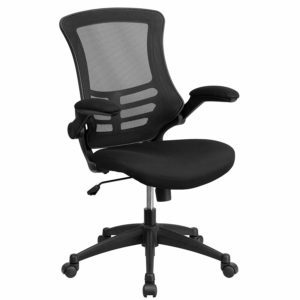 Flash Furniture Mid-Back Black Mesh Swivel Task Chair with Mesh Padded Seat and Flip-Up Arms