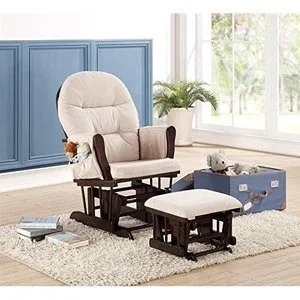 Naomi Home Brisbane Glider & Ottoman Set Espresso/Cream