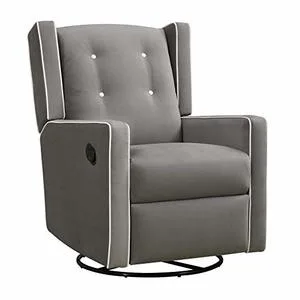 Baby Relax Mikayla Swivel Gliding Recliner, Gray Microfiber