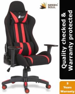 Green Soul Fabric and PU Leather Beast Gaming Ergonomic Chair (Black and Red; Medium)