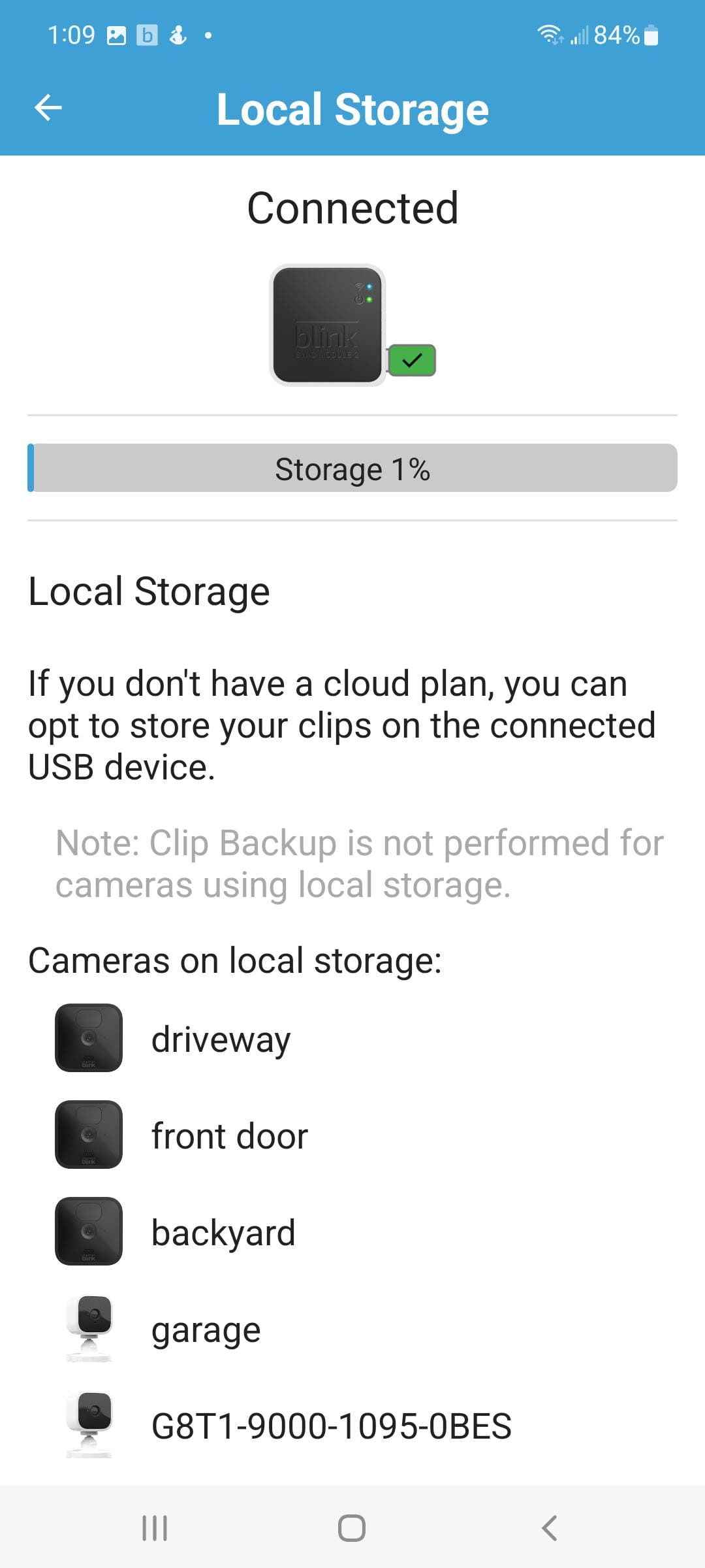 Blink Camera Local Storage