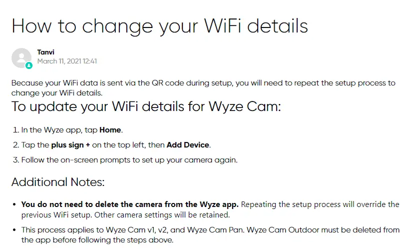 How to Change Wifi on Wyze Camera